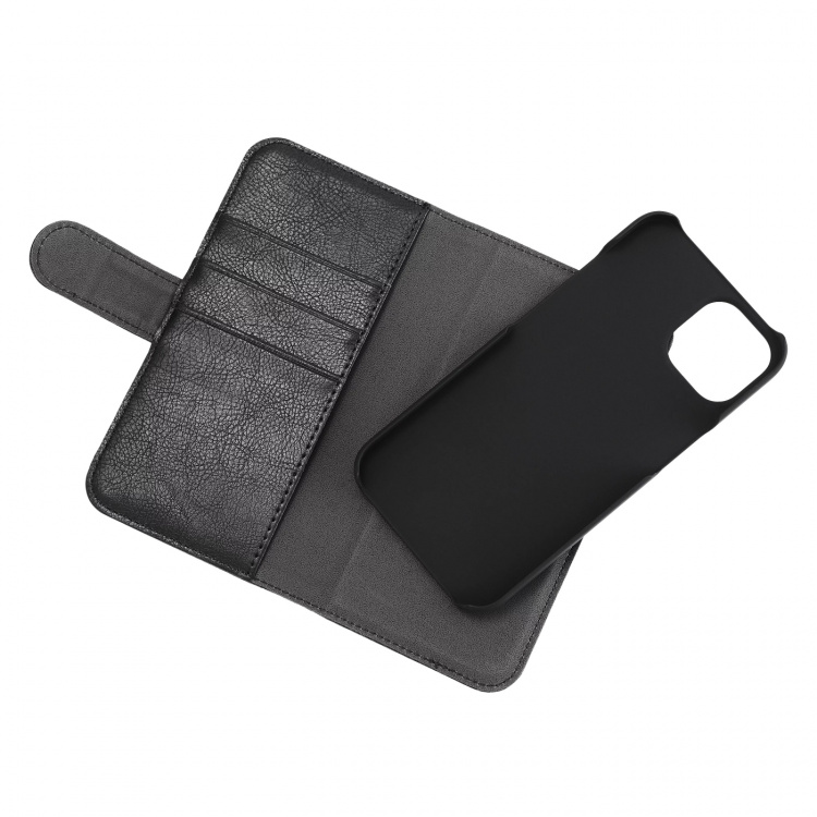 Essentials iPhone 13/14 PU wallet, detach, 3 card, Black