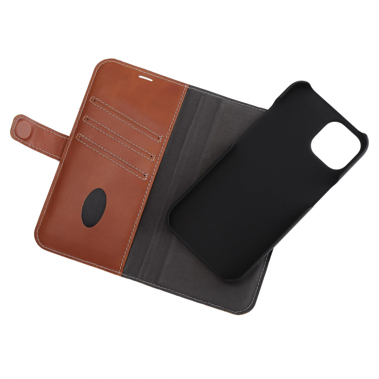 Essentials iPhone 13/14 Leather wallet, detachable,Brown