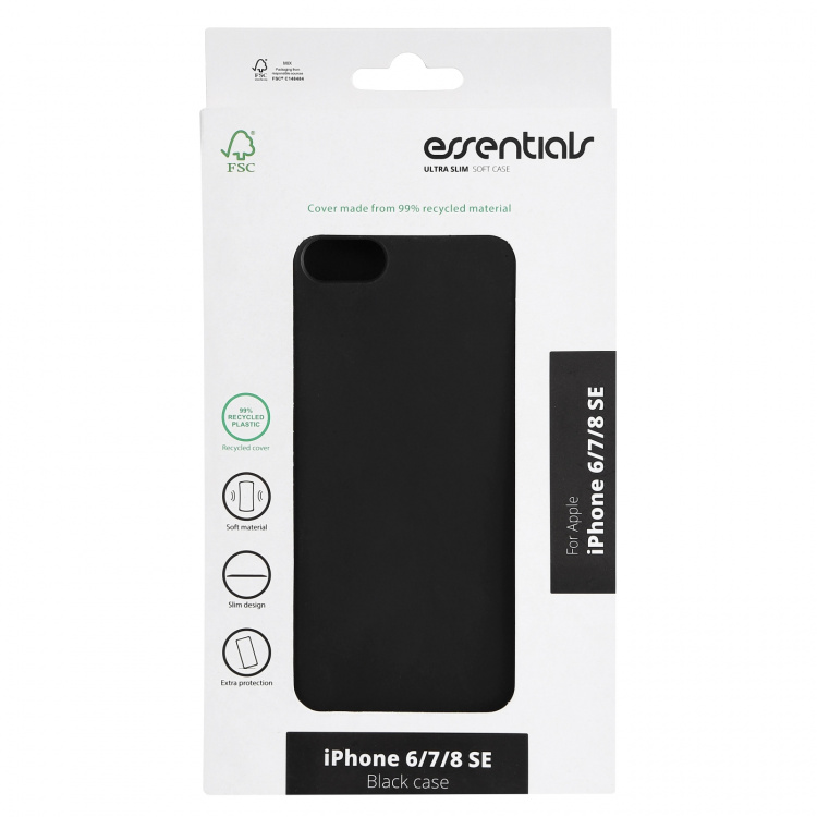 Essentials iPhone 6/7/8/SE (2020/2022) recycled TPU cover,blk