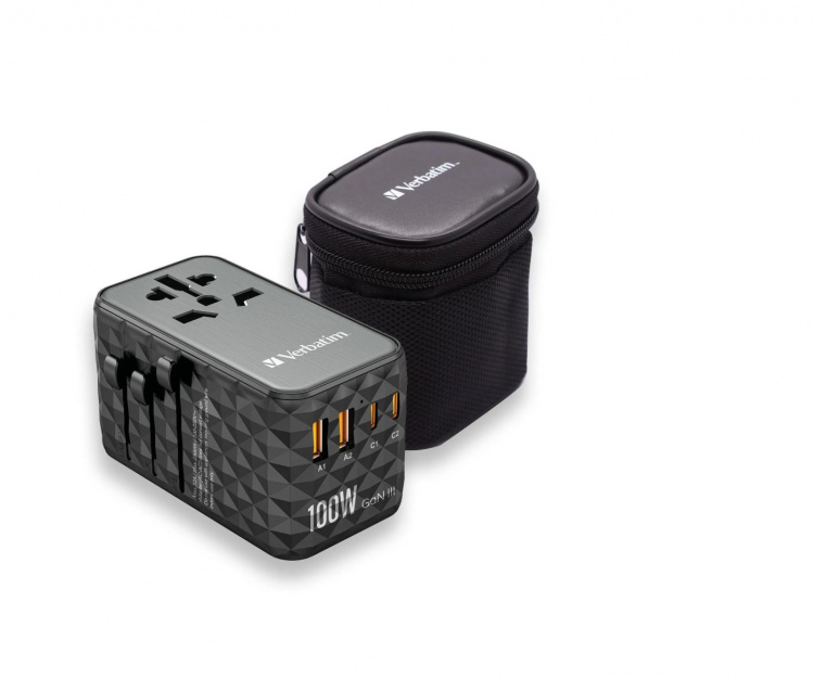 Verbatim UTA-06 GaN III Universal Travel Adapter with 2 x USB-C PD