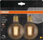Osram 1906 LED globe95 fil gold 6,5W/824 (55W) E27 dim 2-pck