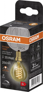 Osram 1906 LED miba gold sp fil ul th 3,4W/822 (25W) E14 dim