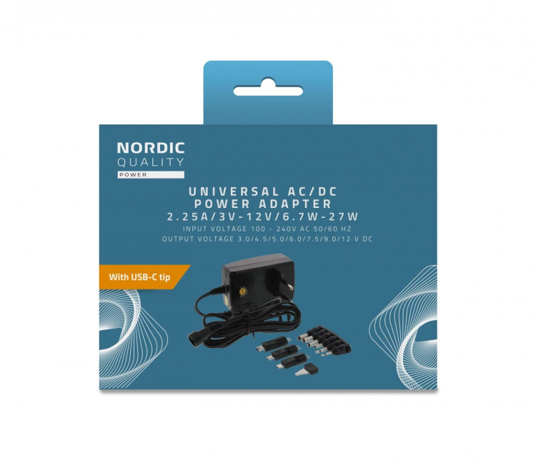 Nordic Quality AC/DC Plugin Adapter, 2250mAh