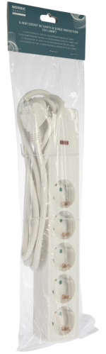 Nordic Quality 5-vägskontakt, överspänningsskydd (2x1,5mm²), 1,5m