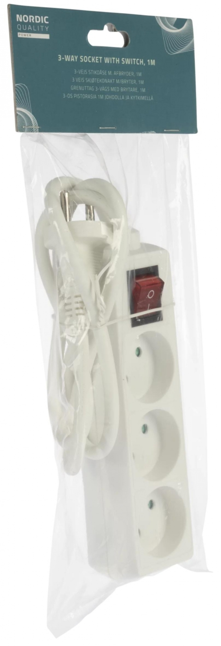 Nordic Quality 3-vägs kontakt m/brytare (D), 1m