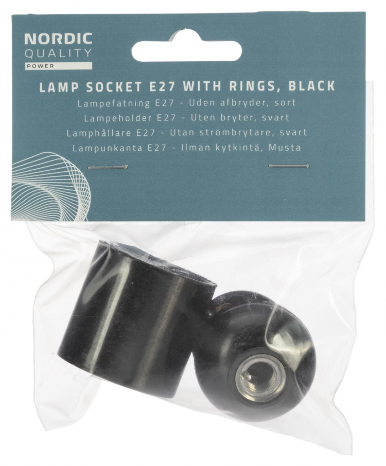 Nordic Quality Lampsockel E27, Svart