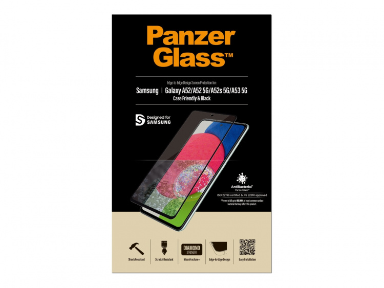 PanzerGlass Skærmbeskytter Sort Transparent Samsung Galaxy A52, A52 5G PanzerGlass Skærmbeskytter Sort Transparent Samsung Galaxy A52, A52 5G