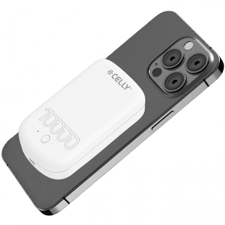 Celly MAGPB10000PRO PowerBank 10W MagSafe Trådlös laddning 10.000mAh Vit