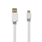 Nedis USB-kabel | USB 2.0 | USB-A Han | USB Micro-B han | 480 Mbps | Guldplateret | 1.00 m | Fladt | PVC | Hvid | Plastikpose