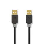 Nedis USB-kabel | USB 2.0 | USB-A Han | USB-A Han | 480 Mbps | Guldplateret | 2.00 m | Runde | PVC | Antracit | Box