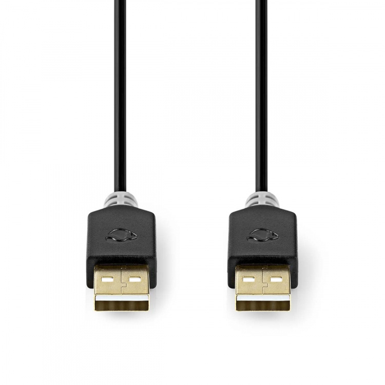 Nedis USB-kabel | USB 2.0 | USB-A Han | USB-A Han | 480 Mbps | Guldplateret | 2.00 m | Runde | PVC | Antracit | Box