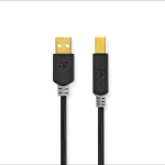 Nedis USB-kabel | USB 2.0 | USB-A Han | USB-B han | 480 Mbps | Guldplateret | 1.00 m | Runde | PVC | Antracit | Box
