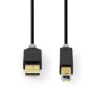 Nedis USB-kabel | USB 2.0 | USB-A Han | USB-B han | 480 Mbps | Guldplateret | 3.00 m | Runde | PVC | Antracit | Window Box