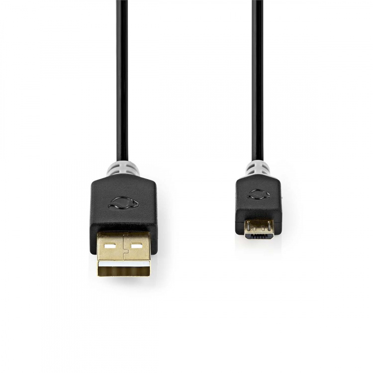 Nedis USB-kabel | USB 2.0 | USB-A Han | USB Micro-B han | 480 Mbps | Guldplateret | 1.00 m | Runde | PVC | Antracit | Box