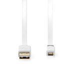 Nedis USB-kabel | USB 2.0 | USB-A Han | USB Micro-B han | 480 Mbps | Guldplateret | 1.00 m | Fladt | PVC | Hvid | Window Box