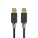 Nedis USB-kabel | USB 3.2 Gen 1 | USB-A Han | USB-A Han | 5 Gbps | Guldplateret | 2.00 m | Runde | PVC | Antracit | Box