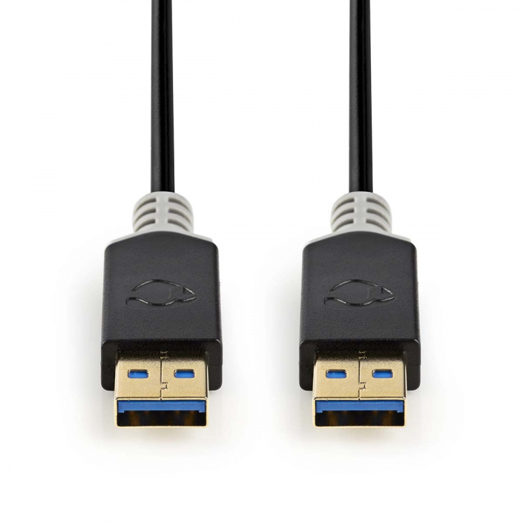 Nedis USB-kabel | USB 3.2 Gen 1 | USB-A Han | USB-A Han | 5 Gbps | Guldplateret | 2.00 m | Runde | PVC | Antracit | Box