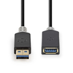 Nedis USB-kabel | USB 3.2 Gen 1 | USB-A Han | USB-A Hun | 5 Gbps | Guldplateret | 2.00 m | Runde | PVC | Antracit | Box