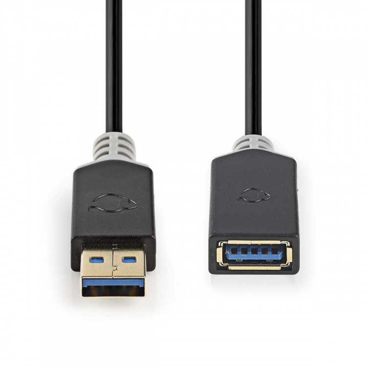 Nedis USB-kabel | USB 3.2 Gen 1 | USB-A Han | USB-A Hun | 5 Gbps | Guldplateret | 2.00 m | Runde | PVC | Antracit | Box