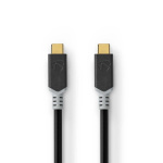 Nedis USB-kabel | USB 3.2 Gen 2x2 | USB-C™ Han | USB-C™ Han | 100 W | 4K@60Hz | 20 Gbps | Guldplateret | 2.00 m | Runde | PVC | Sølv | Box
