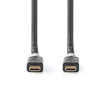 Nedis USB-kabel | USB 3.2 Gen 2x2 | USB-C™ Han | USB-C™ Han | 100 W | 4K@60Hz | 20 Gbps | Guldplateret | 2.00 m | Runde | PVC | Sølv | Box