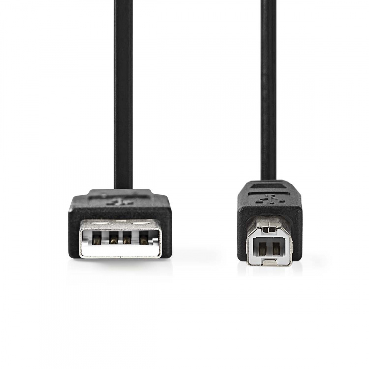 Nedis USB-kabel | USB 2.0 | USB-A Han | USB-B han | 480 Mbps | Nikkelplateret | 1.00 m | Runde | PVC | Sort | Box