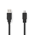 Nedis USB-kabel | USB 2.0 | USB-A Han | USB Micro-B han | 480 Mbps | Nikkelplateret | 1.00 m | Runde | PVC | Sort | Box