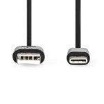 Nedis USB-kabel | USB 2.0 | USB-A Han | USB-C™ Han | 15 W | 480 Mbps | Nikkelplateret | 0.10 m | Runde | PVC | Sort | Blister