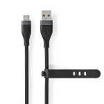 Nedis USB-kabel | USB 2.0 | USB-A Han | USB-C™ Han | 15 W | 480 Mbps | Nikkelplateret | 1.50 m | Runde | Silikone | Sort | Box
