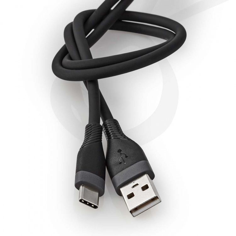 Nedis USB-kabel | USB 2.0 | USB-A Han | USB-C™ Han | 15 W | 480 Mbps | Nikkelplateret | 1.50 m | Runde | Silikone | Sort | Box