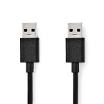 Nedis USB-kabel | USB 3.2 Gen 1 | USB-A Han | USB-A Han | 5 Gbps | Nikkelplateret | 1.00 m | Runde | PVC | Sort | Box