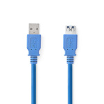 Nedis USB-kabel | USB 3.2 Gen 1 | USB-A Han | USB-A Hun | 5 Gbps | Nikkelplateret | 2.00 m | Runde | PVC | Blå | Box