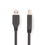 Nedis USB-kabel | USB 3.2 Gen 1 | USB-A Han | USB-B han | 5 Gbps | Nikkelplateret | 2.00 m | Runde | PVC | Sort | Box