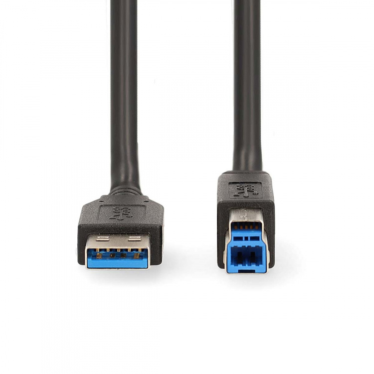 Nedis USB-kabel | USB 3.2 Gen 1 | USB-A Han | USB-B han | 5 Gbps | Nikkelplateret | 2.00 m | Runde | PVC | Sort | Box