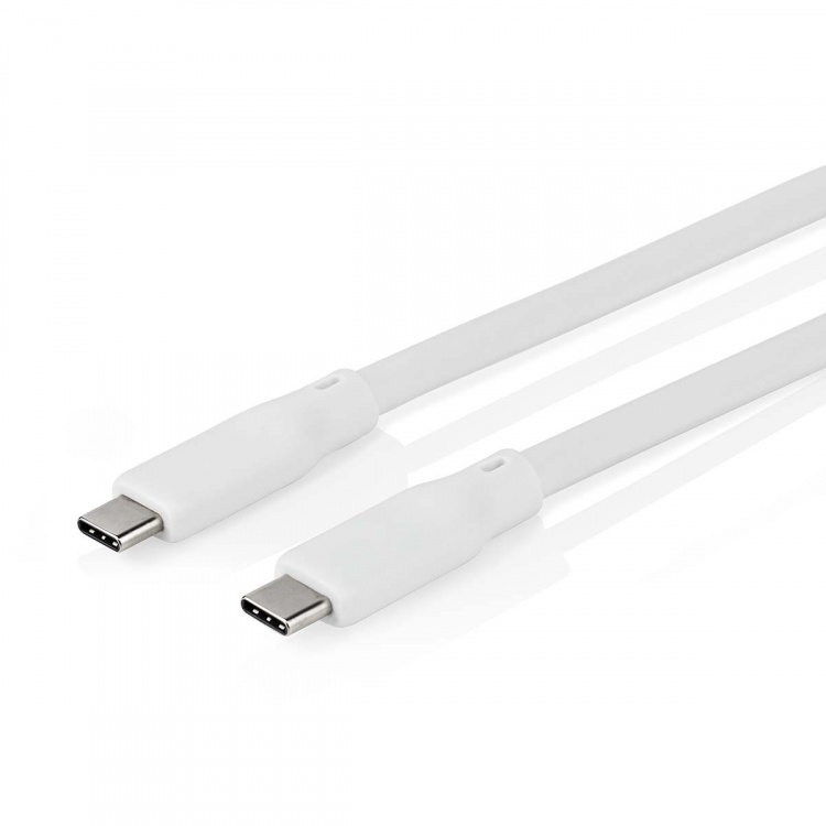 Nedis USB-kabel | USB 3.2 Gen 2 | USB-C™ Han | USB-C™ Han | 240 W | 8K@30Hz | 20 Gbps | Nikkelplateret | 1.00 m | Runde | Silikone | Hvid | Box