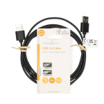 Nedis USB-kabel | USB 2.0 | USB-A Han | USB-A Han | 480 Mbps | Nikkelplateret | 2.00 m | Runde | PVC | Sort | Label
