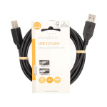 Nedis USB-kabel | USB 2.0 | USB-A Han | USB-B han | 10 W | 480 Mbps | Nikkelplateret | 2.00 m | Runde | PVC | Sort | Label