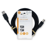 Nedis USB-kabel | USB 2.0 | USB-A Han | USB-B han | 10 W | 480 Mbps | Nikkelplateret | 3.00 m | Runde | PVC | Sort | Label
