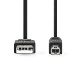 Nedis USB-kabel | USB 2.0 | USB-A Han | USB-B han | 10 W | 480 Mbps | Nikkelplateret | 5.00 m | Runde | PVC | Sort | Label