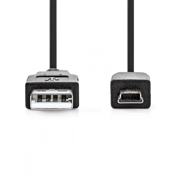 Nedis USB-kabel | USB 2.0 | USB-A Han | USB Mini-B 5-pins han | 480 Mbps | Nikkelplateret | 1.00 m | Runde | PVC | Sort | Label