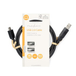 Nedis USB-kabel | USB 2.0 | USB-A Han | USB Mini-B 5-pins han | 480 Mbps | Nikkelplateret | 1.00 m | Runde | PVC | Sort | Label