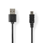 Nedis USB-kabel | USB 2.0 | USB-A Han | Mini 5-Pin Han | 480 Mbps | Nikkelplateret | 2.00 m | Runde | PVC | Sort | Label