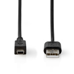 Nedis USB-kabel | USB 2.0 | USB-A Han | Mini 5-Pin Han | 480 Mbps | Nikkelplateret | 2.00 m | Runde | PVC | Sort | Label