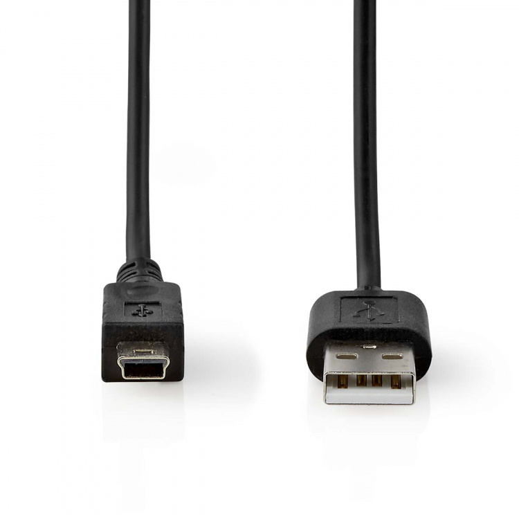 Nedis USB-kabel | USB 2.0 | USB-A Han | Mini 5-Pin Han | 480 Mbps | Nikkelplateret | 2.00 m | Runde | PVC | Sort | Label