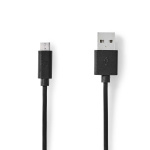 Nedis USB-kabel | USB 2.0 | USB-A Han | USB Micro-B han | 10 W | 480 Mbps | Nikkelplateret | 3.00 m | Runde | PVC | Sort | Label