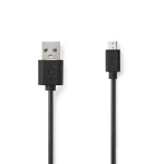 Nedis USB-kabel | USB 2.0 | USB-A Han | USB Micro-B han | 7.5 W | 480 Mbps | Nikkelplateret | 1.00 m | Runde | PVC | Sort | Label
