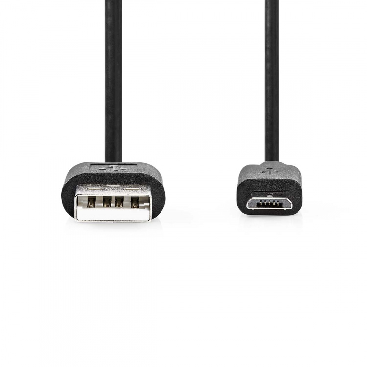 Nedis USB-kabel | USB 2.0 | USB-A Han | USB Micro-B han | 7.5 W | 480 Mbps | Nikkelplateret | 1.00 m | Runde | PVC | Sort | Label