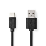Nedis USB-kabel | USB 2.0 | USB-A Han | USB-C™ Han | 15 W | 480 Mbps | Nikkelplateret | 2.00 m | Runde | PVC | Sort | Label