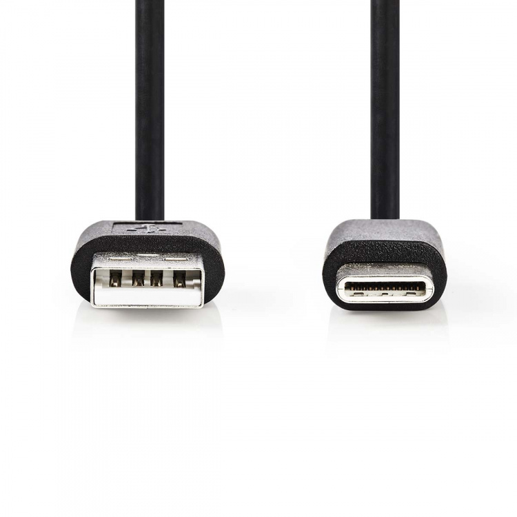 Nedis USB-kabel | USB 2.0 | USB-A Han | USB-C™ Han | 5 W | 480 Mbps | Nikkelplateret | 2.00 m | Runde | PVC | Sort | Label