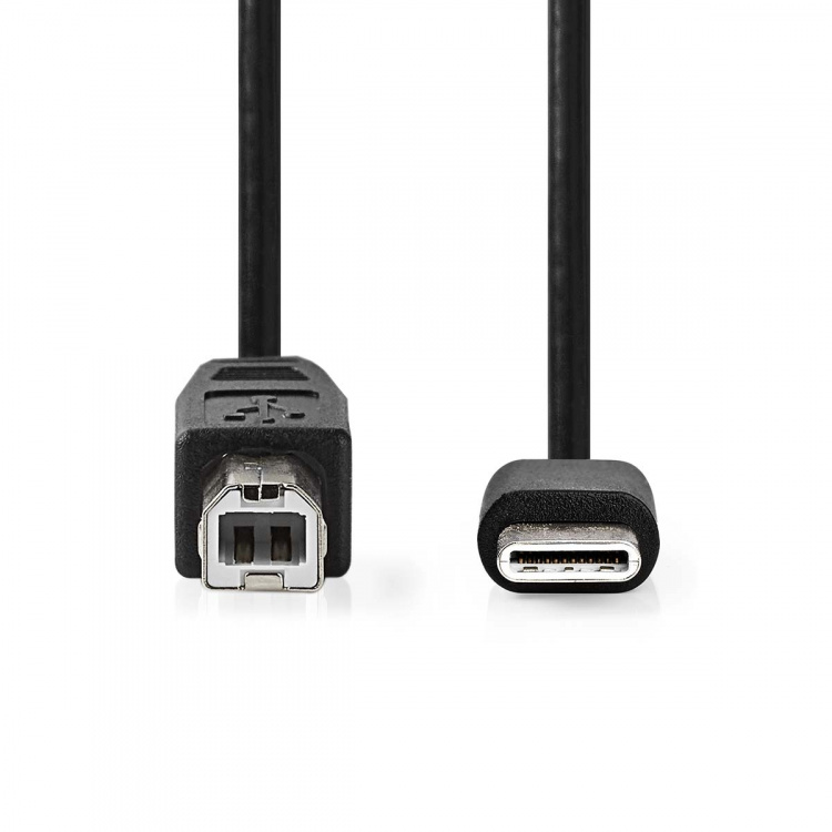Nedis USB-kabel | USB 2.0 | USB-C™ Han | USB-B han | 480 Mbps | Nikkelplateret | 1.00 m | Runde | PVC | Sort | Label